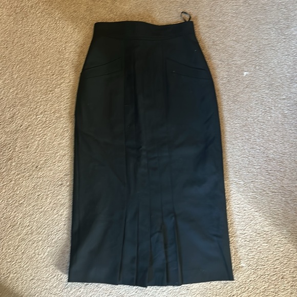 Eacada vintage wool black pleated midi pencil skirt. Sz36 - Picture 2 of 10